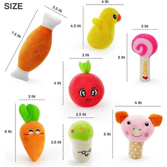 14Pack Dog Squeaky Toys Cute Stuffed Plush Fruits Snacks and Vegetables Dog Toys - Picture 5 of 7